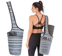 JOYHAZE Bolsa para esterilla de yoga con bolsillo de gran tamaño, gran capacidad, para deportes, gimnasio, compras, fácil acceso y ligera, se adapta a la mayoría de tamaños de tapetes