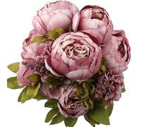 JOYHAZE - Lote de 1 ramo de peonías, 19 pulgadas de seda grandes flores de peonías con cogollos para la decoración de la oficina de reunión de la familia de la boda, pieza central de mesa, arreglo