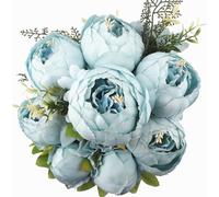 JOYHAZE - Lote de 1 ramo de peonías, 19 pulgadas, de seda grandes flores de peonías con cogollos para la decoración de la oficina de reunión de la familia de la boda, pieza central de mesa