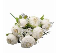 JOYHAZE - Lote de 1 ramo de peonías, 19 pulgadas, de seda grandes flores de peonías con cogollos para la decoración de la oficina de reunión de la familia de la boda, pieza central de mesa