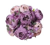 JOYHAZE - Lote de 1 ramo de peonías, 19 pulgadas de seda grandes flores de peonías con cogollos para la decoración de la oficina de reunión de la familia de la boda, pieza central de mesa, arreglo