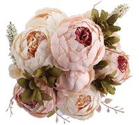 JOYHAZE - Lote de 1 ramo de peonías, 19 pulgadas de seda grandes flores de peonías con cogollos para la decoración de la oficina de reunión de la familia de la boda, pieza central de mesa, arreglo