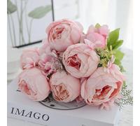 JOYHAZE - Lote de 1 ramo de peonías, 19 pulgadas de seda grandes flores de peonías con cogollos para la decoración de la oficina de reunión de la familia de la boda, pieza central de mesa, arreglo