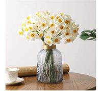 JOYHAZE narcisos Artificiales, 12 Ramos de Flores de Narciso de Tallo Largo de Seda para el hogar, Fiesta, Oficina, jardín, decoración de Boda, arreglos Florales de Bricolaje, centros de