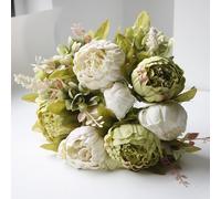 JOYHAZE - Ramo de peonías artificiales de 48,26 cm de imitación de seda con capullos para decoración de bodas, hogar, fiestas, oficina, centros de mesa, arreglos florales de bricolaje (verde)