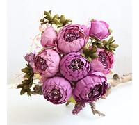 JOYHAZE 1 ramo de peonías artificiales de seda de 48,3 cm con cogollos para decoración de boda, hogar, fiesta, oficina, centros de mesa, arreglos florales para manualidades (púrpura)
