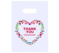 Joyhey 100 bolsas de plástico de 11.7 x 15.7 pulgadas, bolsas de compras, bolsas de venta al por menor, bolsas de regalo con asas troqueladas, color blanco Thank You