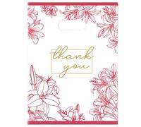 Joyhey 100 bolsas de plástico de 7.8 x 9.8 pulgadas, bolsas de compras con asas troqueladas, color rosa