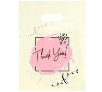 Joyhey 100 bolsas de plástico para mercancía de 29.7 x 39.9 cm, bolsas de compras al por menor con asas troqueladas, Thank You-6