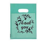 Joyhey 100 bolsas de plástico para mercancía de 5.7 x 7.75 pulgadas con asas troqueladas, color verde, agradecimiento, compras, venta al por menor, regalo