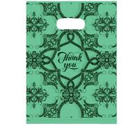 Joyhey 100 bolsas de plástico para mercancía de 7.8 x 9.8 pulgadas, bolsas de compras al por menor con asas troqueladas, color verde Thank You