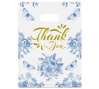 Joyhey 100 bolsas de plástico para mercancía de 9.7 x 13.7 pulgadas, bolsas de compras al por menor con asas troqueladas, Thank You-5