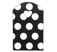 Joyhey 100 bolsas pequeñas de plástico de 5 x 8 pulgadas, bolsas de compras, bolsas de venta al por menor, bolsas de regalo con asas troqueladas, lunares blancos (más patrones disponibles)