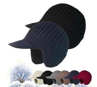 Joyhnny Cozyhead - Gorro de invierno Sherum con solapas para las orejas, elástico y cálido con forro polar y ala, Negro, azul marino, Taille unique