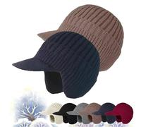 Joyhnny Cozyhead - Gorro de invierno Sherum con solapas para las orejas, elástico y cálido con forro polar y ala, Caqui, azul marino, Taille unique