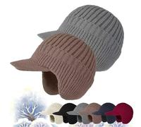 Joyhnny Cozyhead - Gorro de invierno Sherum con solapas para las orejas, elástico y cálido con forro polar y ala, Gris, caqui, Taille unique