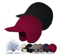 Joyhnny Cozyhead - Gorro de invierno Sherum con solapas para las orejas, elástico y cálido con forro polar y ala, negro, vino, Taille unique