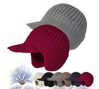 Joyhnny Cozyhead - Gorro de invierno Sherum con solapas para las orejas, elástico y cálido con forro polar y ala, Gris, vino, Taille unique