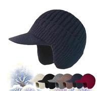 Joyhnny Cozyhead - Gorro de invierno Sherum con solapas para las orejas, elástico y cálido con forro polar y ala, azul marino, Taille unique