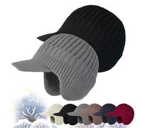 Joyhnny Cozyhead - Gorro de invierno Sherum con solapas para las orejas, elástico y cálido con forro polar y ala, Negro, gris, Taille unique