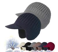 Joyhnny Cozyhead - Gorro de invierno Sherum con solapas para las orejas, elástico y cálido con forro polar y ala, Gris, azul marino, Taille unique