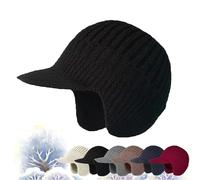 Joyhnny Cozyhead - Gorro de invierno Sherum con solapas para las orejas, elástico y cálido con forro polar y ala, Negro, Taille unique