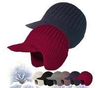 Joyhnny Cozyhead - Gorro de invierno Sherum con solapas para las orejas, elástico y cálido con forro polar y ala, Azul marino, vino, Taille unique