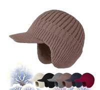 Joyhnny Cozyhead - Gorro de invierno Sherum con solapas para las orejas, elástico y cálido con forro polar y ala, caqui, Taille unique