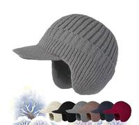 Joyhnny Cozyhead - Gorro de invierno Sherum con solapas para las orejas, elástico y cálido con forro polar y ala, gris, Taille unique