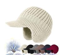 Joyhnny Cozyhead - Gorro de invierno Sherum con solapas para las orejas, elástico y cálido con forro polar y ala, beige, Taille unique