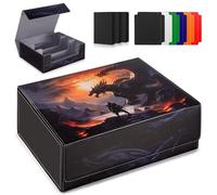 JoyHood Caja de almacenamiento de tarjetas coleccionables, para más de 1800 tarjetas, caja de tarjetas coleccionables compatible con tarjetas MTG/YGO/TCG/OCG (Fuego de Dragón Crepuscular)