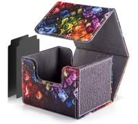 JoyHood Caja de Tarjetas con 2 Separadores, Card Deck Box para de 110+ Tarjetas, Caja de Tarjetas Compatible con Tarjetas MTG/YGO/TCG/OCG, Rejilla Elemental Etérea