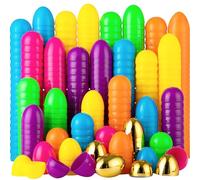 JOYIN 100 huevos de Pascua, plástico de 2.3 pulgadas, 94 unidades, coloridos con 6 huevos dorados, rellenables vacíos a granel para Pascua, caza, fiesta, regalo, cestas, relleno, suministros de