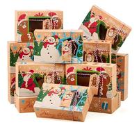 JOYIN 12 cajas de regalo de galletas de Navidad de 8.75 x 5.75 x 2.75 pulgadas con ventana desplegable automático para pasteles, cupcakes, galletas, brownies, donas