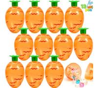 JOYIN 12 huevos de Pascua con forma de zanahoria, huevos vacíos de plástico de 3.7 pulgadas, rellenables, huevo de zanahoria de plástico naranja brillante transparente para caza de huevos de Pascua,