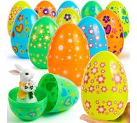 JOYIN 12 huevos de Pascua gigantes de 7 pulgadas, grandes vacíos de plástico para rellenar como golosinas de Pascua, regalos de fiesta, búsqueda de huevos de Pascua, material de relleno para relleno