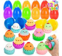 JOYIN 12 Huevos de Pascua precargados con Juguetes, Huevos para aliviar el estrés de Pollitos, Mochi para Recuerdo de Fiesta de Pascua, Caza de Huevos de Pascua, Rellenos de Cesta de Pascua