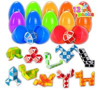 JOYIN 12 Huevos de Pascua prerellenos con Mini Cubos de Serpiente, Juguetes de Rompecabezas de Serpiente, Cubo de Velocidad de Serpiente, para niños, Fiesta de Pascua, cacería de Huevos