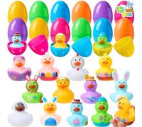 JOYIN 12 huevos de Pascua rellenos con pato de goma, coloridos huevos de Pascua con diferentes patos amarillos para divertirse, huevos de Pascua para accesorios de fiesta de Pascua, rellenos de cesta