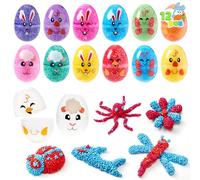 JOYIN 12 huevos precargados con espuma de cuentas esponjosas, huevo de plástico de Pascua con rellenos de espuma para apretar, búsqueda de huevos de Pascua para niños, relleno de cesta, decoración de