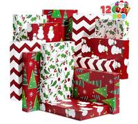 JOYIN 12 PCS 14 "x 9.5" x 2 "Casas de envoltura de tono navideño con tapa y base, ropa, cajas de túnica, cajas de regalo, cajas de regalo de Regalos para Navidad, cumpleaños, bodas, 4 diseños