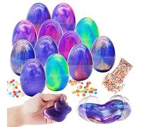 JOYIN 12 PCs Huevos de Pascua con Slime, Contenedores en Forma de Huevos y Remolino de Stress Relief DIY Juguetes para Regalo de Fiesta de Pascua para Niños