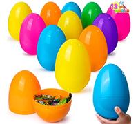 JOYIN 12 piezas 7 "Jumbo Plastic Solid Solid Pascua colores variados para llenar golosinas, favor de la fiesta temática de Pascua, búsqueda de huevos de pascua, rellenos de rellenos de canasta