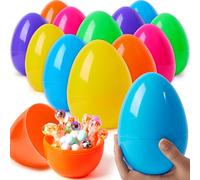 JOYIN 12 piezas 7 "Jumbo Plastic Solid Solid Pascua colores variados para llenar golosinas, favor de la fiesta temática de Pascua, búsqueda de huevos de pascua, rellenos de rellenos de canasta