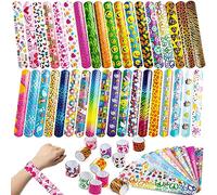 JOYIN 144 Pulseras Slap de Animales, Pulseras Kit de Juguete Slap Bracelets Slap Bands, Detalles para Cumpleaños de Niños, Regalos Invitados Cumpleaños Niños, bolsa cumpleaños infantil
