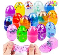 JOYIN 16 Paquetes de Huevos de Pascua Precargados con Slime de Cristal de Galaxia para Aliviar el Rstrés, Rellenos de Fiestas de Pascua para Búsqueda de Huevos de Pascua, Regalos para Niños