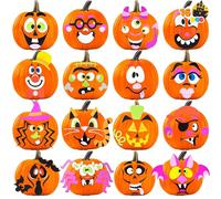 JOYIN - 16 pegatinas decorativas de calabaza de Halloween, kit de manualidades de espuma, recuerdos de fiesta de Halloween para niños, artículos de fiesta, actividades artísticas