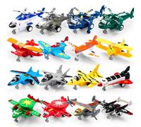JOYIN 16 piezas de juguetes de avión, juego de avión para niños, helicóptero, combatiente, bombardero, modelo de biplano, regalos para niños pequeños de más de 3 años, regalos para niños, juguetes de