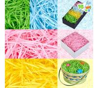 JOYIN 16oz Papilla de papel reciclado de hierba de Pascua para envolver regalos, relleno de copas, búsqueda de huevos de Pascua, regalos de fiesta de Pascua (rosa, amarillo, azul cielo y verde)