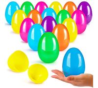 JOYIN 18 huevos de Pascua grandes de 3,15 pulgadas, huevos de Pascua vacíos rellenables, huevos de plástico brillantes de colores en grandes cantidades para la búsqueda de huevos de Pascua, para